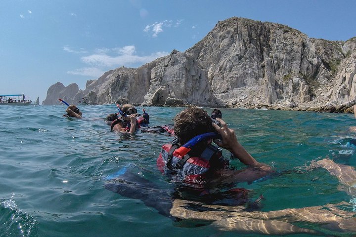 Snorkelers at Cabo Marine Park. One of the 5 Best Snorkeling Spots in Cabo.