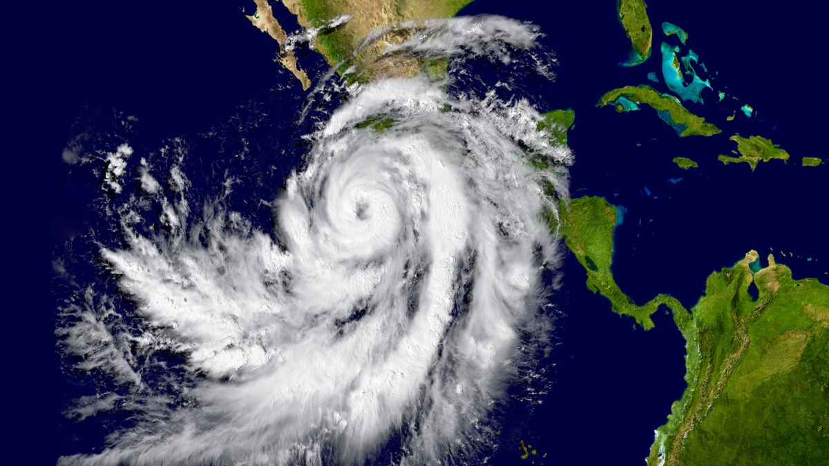 Hurricane forming over the warm Pacific Ocean waters
