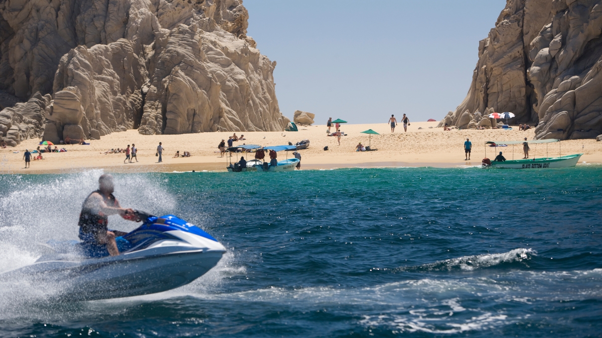 Driving Jet Ski to Lovers Beach Cabo