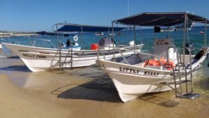 Two water taxis at Medano Beach