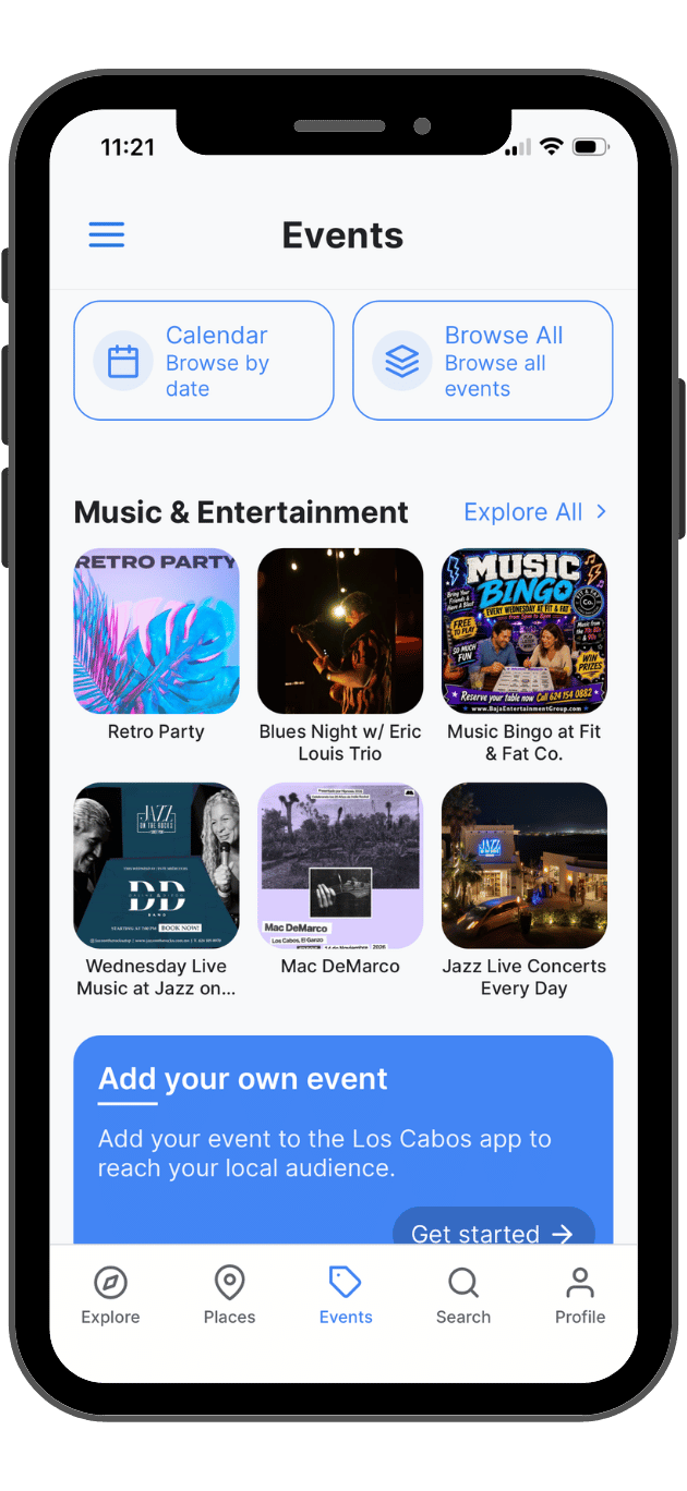 App's Events Screen